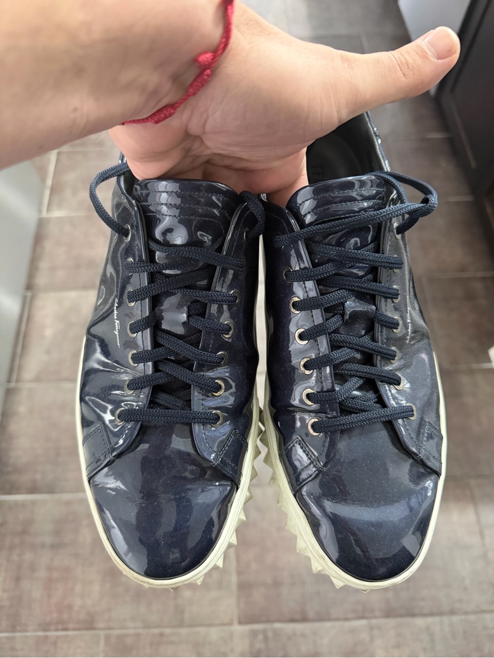 SALVATORE FERRAGAMO PATENT LEATHER SNEAKERS